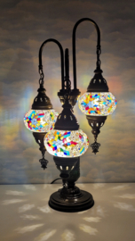 Mozaïek tafellamp 3 bollen 13cm multicolor