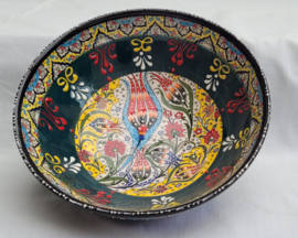 keramieken schalen 20cm donkergroen/geel