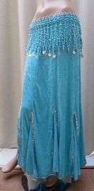 fluwelen rok turquoise/zilver