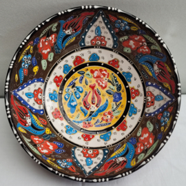 keramieken schaal 20cm bruin/geel