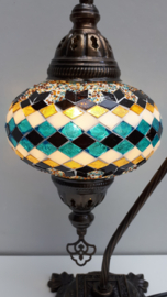 Tafellamp 'zwaan' Ø 16cm goudgeel/zwart/turquoise