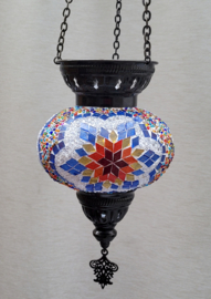 Mozaïek hanglamp rood/blauw