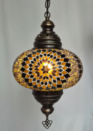 Mozaïek hanglamp 24cm goudbruin