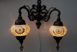 mozaïek wandlamp dubbel 13cm wit
