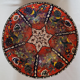 Keramieken schaal 30cm rood/lila