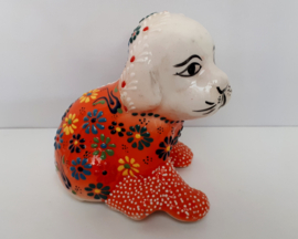Hondje oranje keramiek