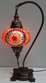 Tafellamp 'zwaan' 16cm rood-rondjes