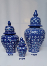 Vaas met deksel 40cm blauw