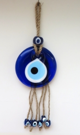 wanddecoratie "boze oog" 7cm aan touw