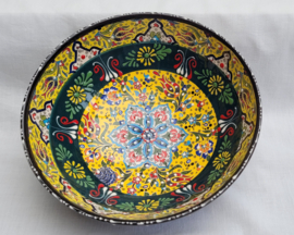 keramieken schalen 20cm donkergroen/geel