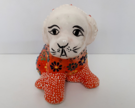 Hondje oranje keramiek