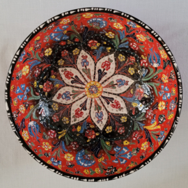 Keramieken schaal 30cm rood/bruin