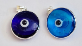boze oog pendant 15mm zilver 925