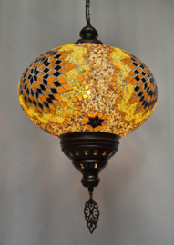 Grote hanglamp mozaïek 33cm geel/bruin
