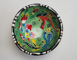 keramieken schaaltjes reliëf 8cm lichtgroen