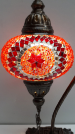 Tafellamp 'zwaan' Ø 16cm rood-rondjes