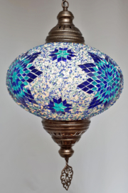 Grote hanglamp mozaïek 35cm blauw