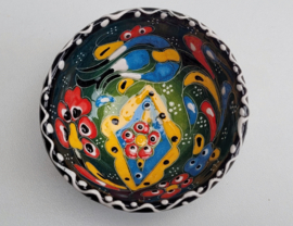 keramieken schaaltjes reliëf 8cm donkergroen