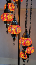 Mozaïek vloerlamp (7 bollen Ø 13cm) rood