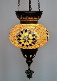 Mozaïek hanglamp goudbruin L13