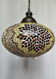Grote hanglamp mozaïek 33cm geel/bruin