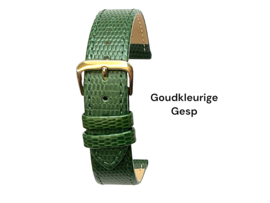 echt leer lizard print groen  zacht plat goudkleurige gesp