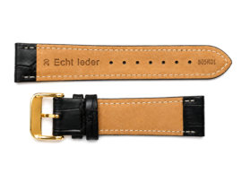 echt leer zwart croco gevulde band zacht goudkleurige gesp