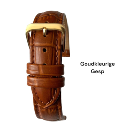 echt leer bruin croco gevulde band zacht goudkleurige gesp