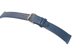 echt leer lizard print blauw zacht plat goudkleurige gesp