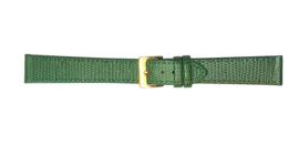 echt leer lizard print groen  zacht plat goudkleurige gesp