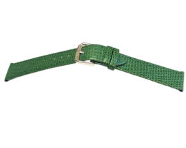 echt leer lizard print groen  zacht plat stalen gesp