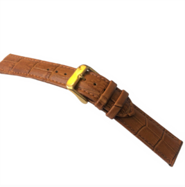 echt leer bruin croco gevulde band zacht goudkleurige gesp
