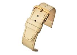 echt leer beige zacht plat goudkleurige gesp