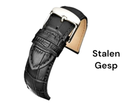echt leer bruin croco gevulde band zacht stalen gesp