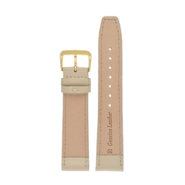 echt leer beige zacht plat goudkleurige gesp