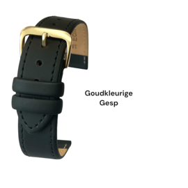 zwart echt leer mat zacht goudkleurige gesp