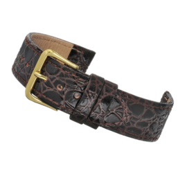 echt leer BRUIN croco glans zacht plat goudkleurige gesp