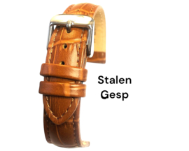 echt leer bruin croco gevulde band zacht stalen gesp