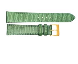 echt leer lizard print groen  zacht plat goudkleurige gesp