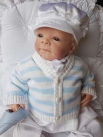 Blauw wit gestreept baby vestje