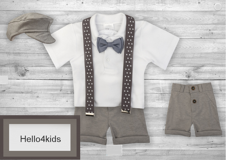 Kostuumpje korte broek met bretels Grijs | Bruidsjonker-Doop- Feestkleding | Hello4kids gelegenheidskleding kinderen - ceremonie kleding - doopkleding