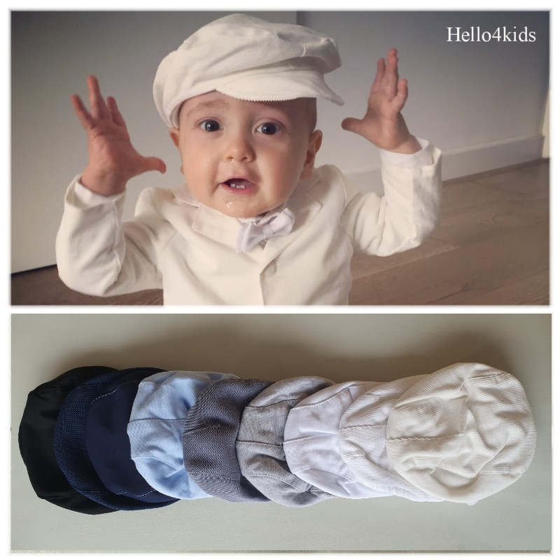 baby peuter Petje met klep (flat cap) | strikjes - petjes - bretels | gelegenheidskleding voor kinderen - ceremonie kleding - doopkleding