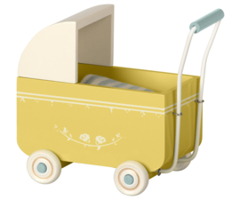 Maileg, kinderwagen geel, micro