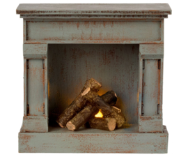 Maileg, fireplace, blauw