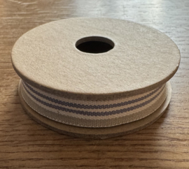 Beige- ecru - blauw streepje