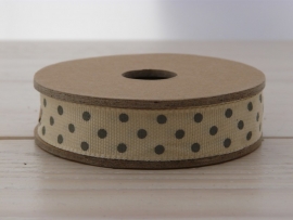Ecru bandje met grijze dots