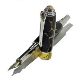 Art Deco Foutain pen 24ktgold - black