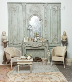 Zeer Brocante Wandpaneel met Schouw en Spiegel