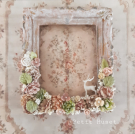 Brocante Lijst met Bloemen en Hert