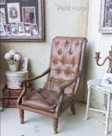 Oude "Lederen" Bibliotheek Fauteuil